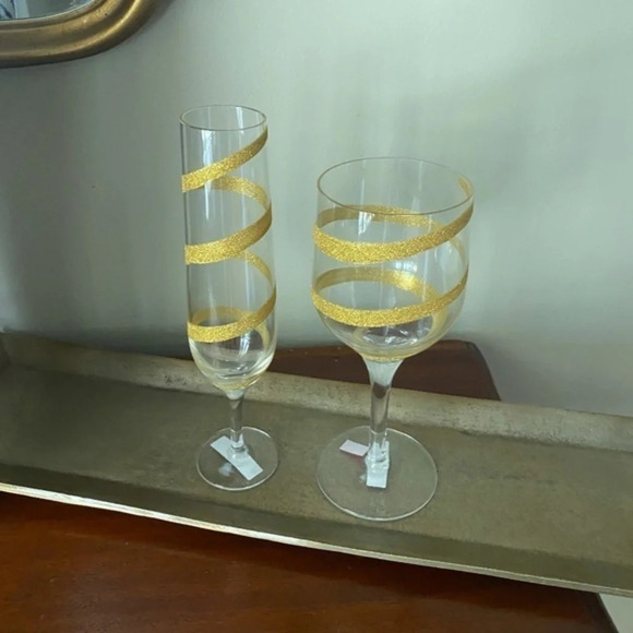 Anthropologie Champagne Flute  Wine Glass Bundle - Picture 2 of 5